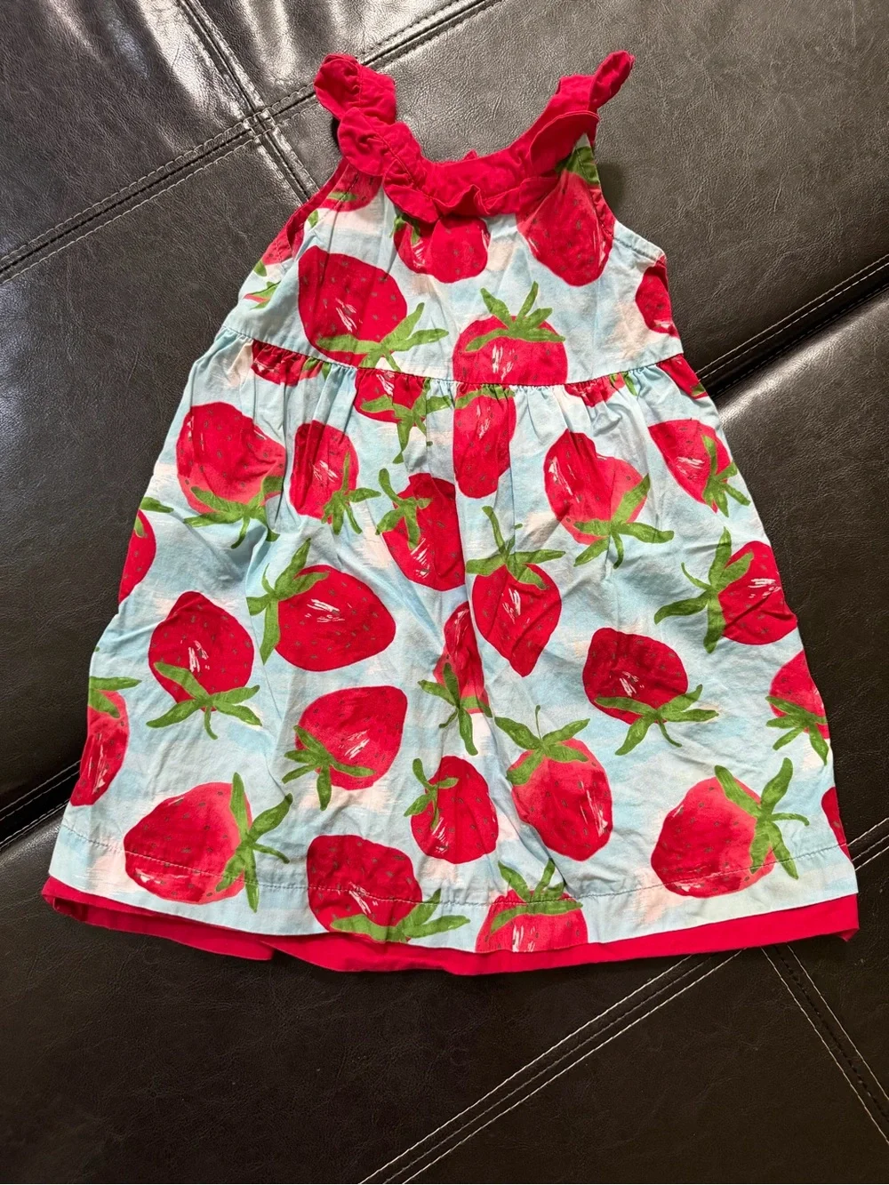 Gymboree - Girl’s Red Strawberry Print Ruffle Strap Dress